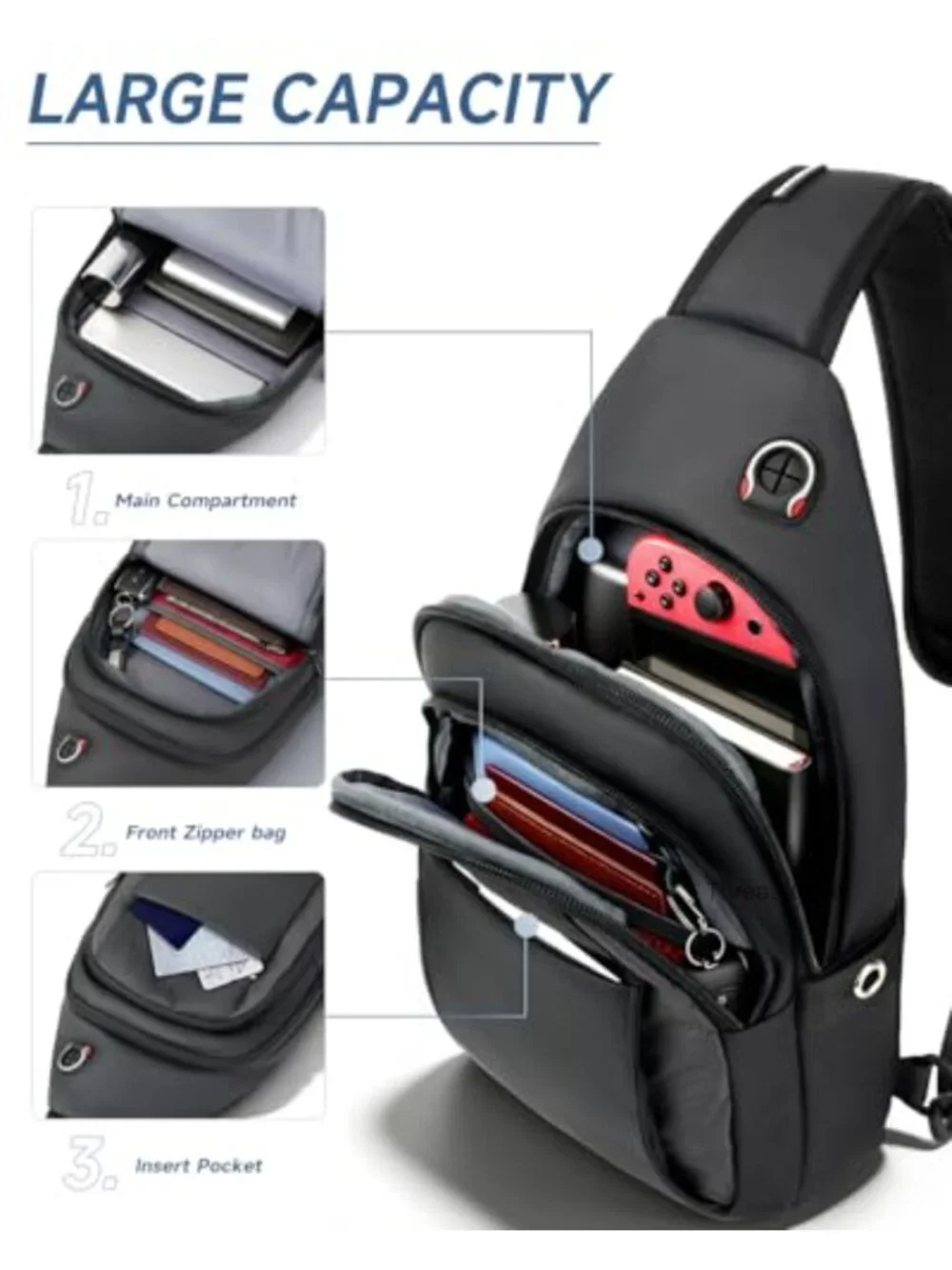 Anti Theft Crossbody Sling Bag with Lockable Zipper Water Resistant for Travel
